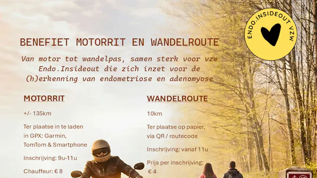 Benefiet motorrit en wandelroute