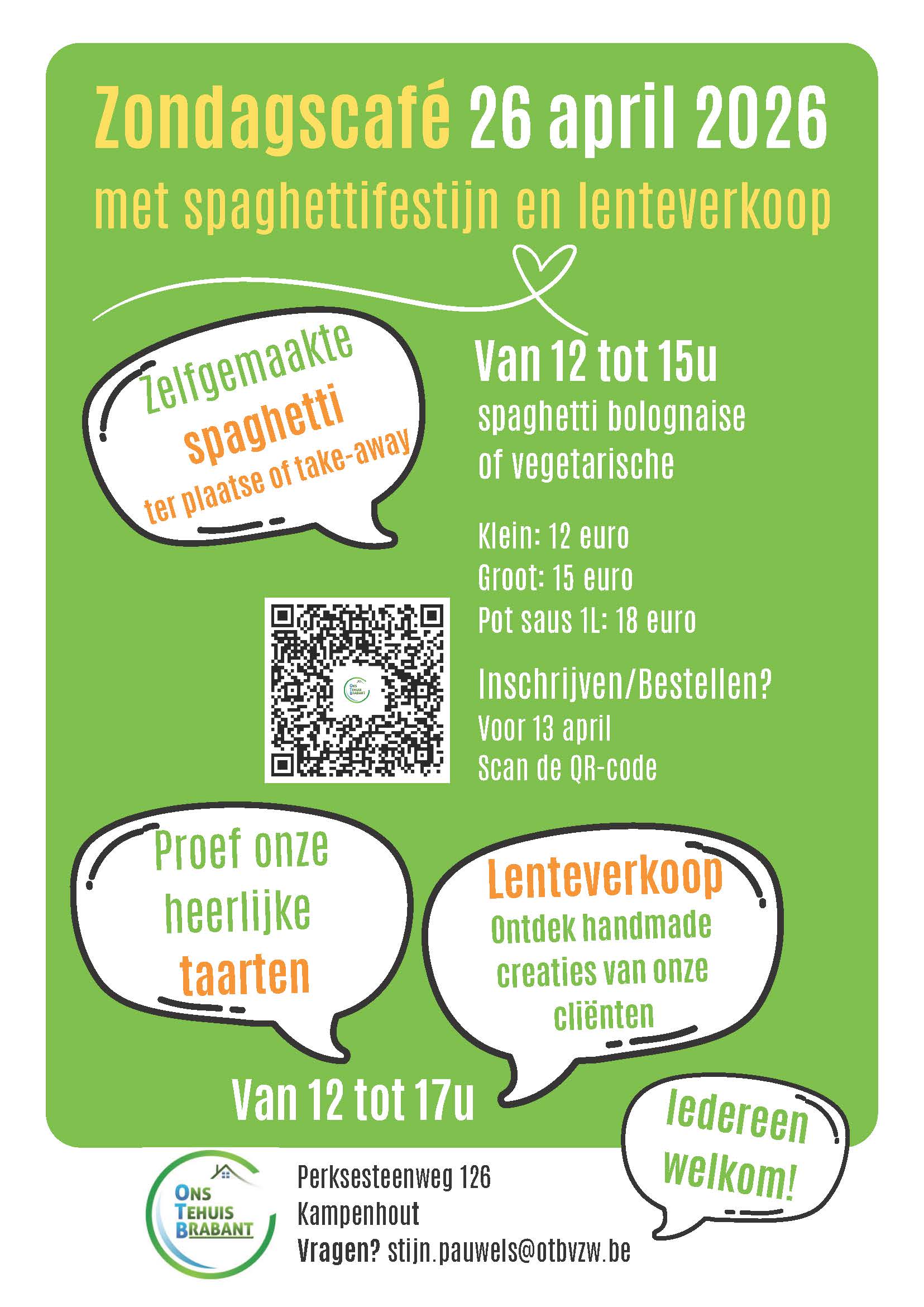 Zondagscafé met spaghettifestijn en lenteverkoop