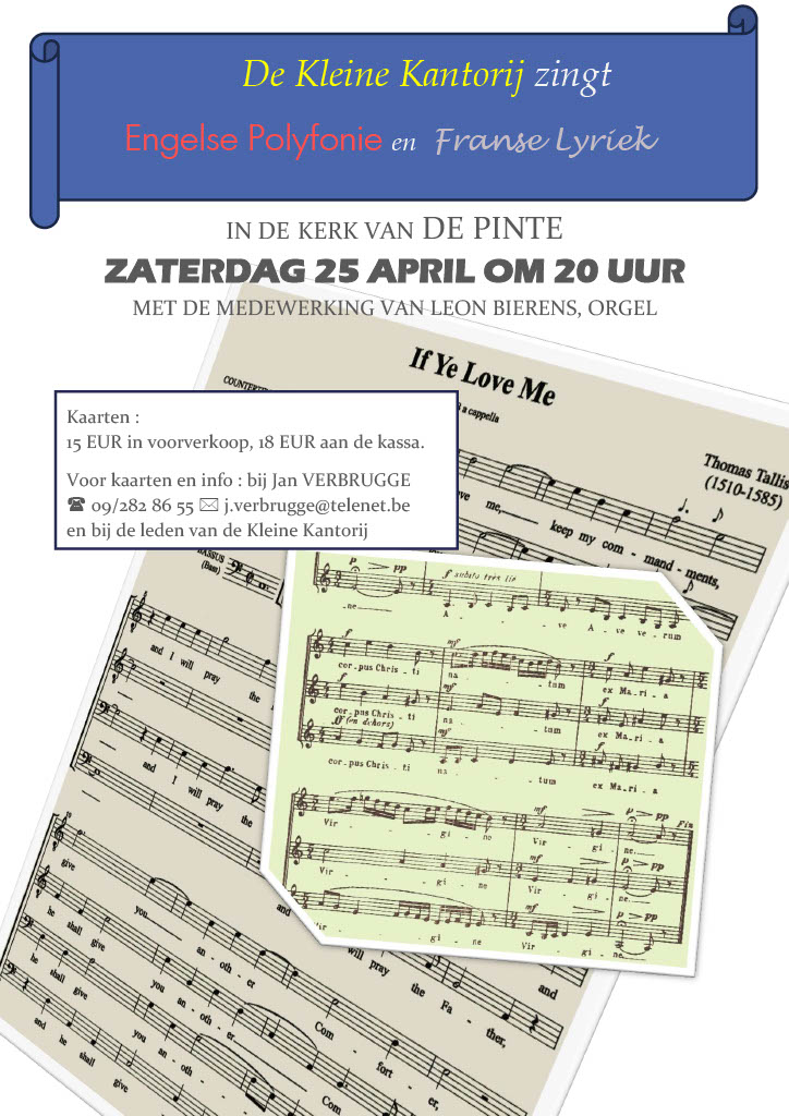 de Kleine Kantorij zingt Engelse polyfonie en Franse lyriek