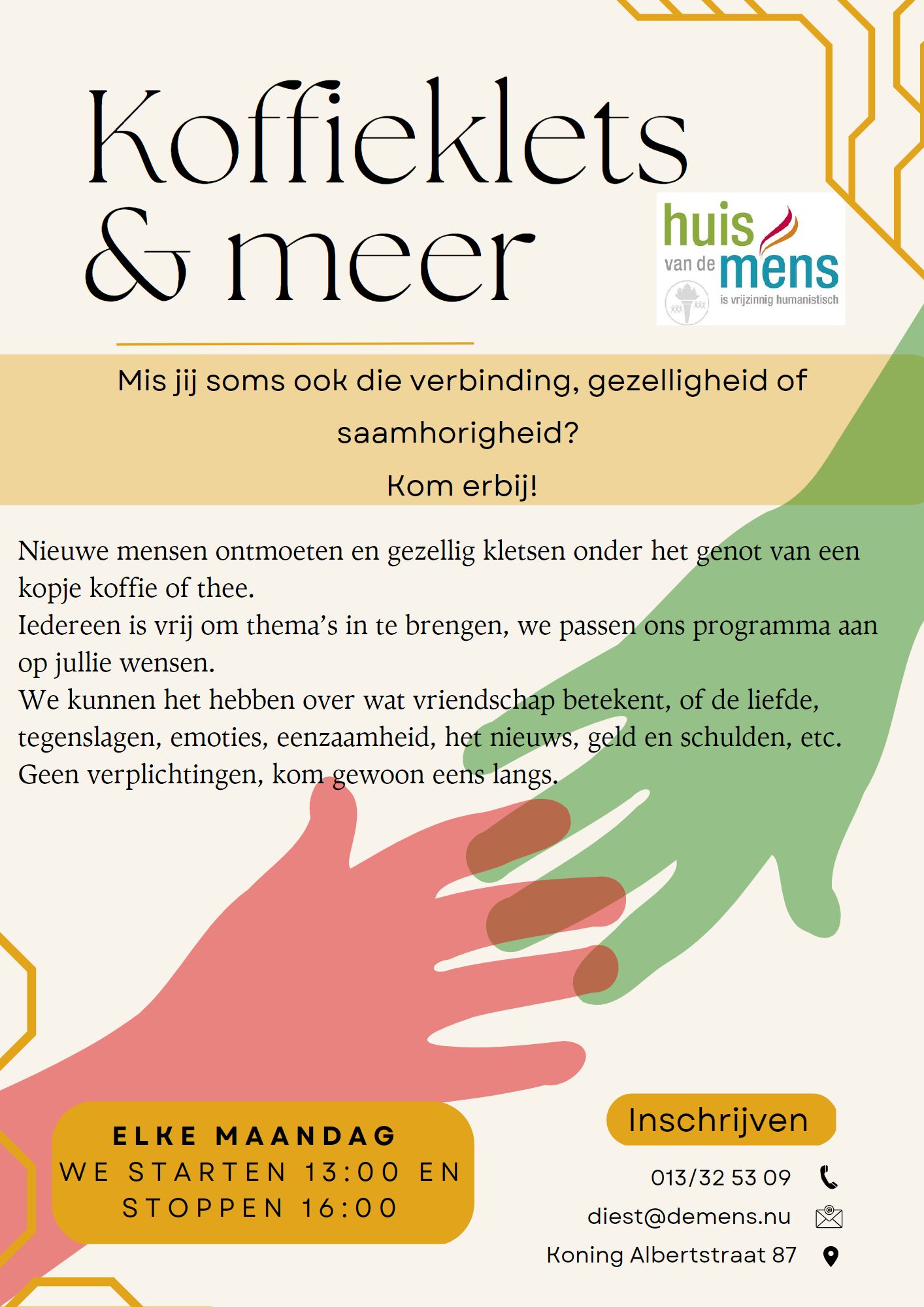 Samen opzoek naar meer verbinding aan de hand van verschillende thema's.