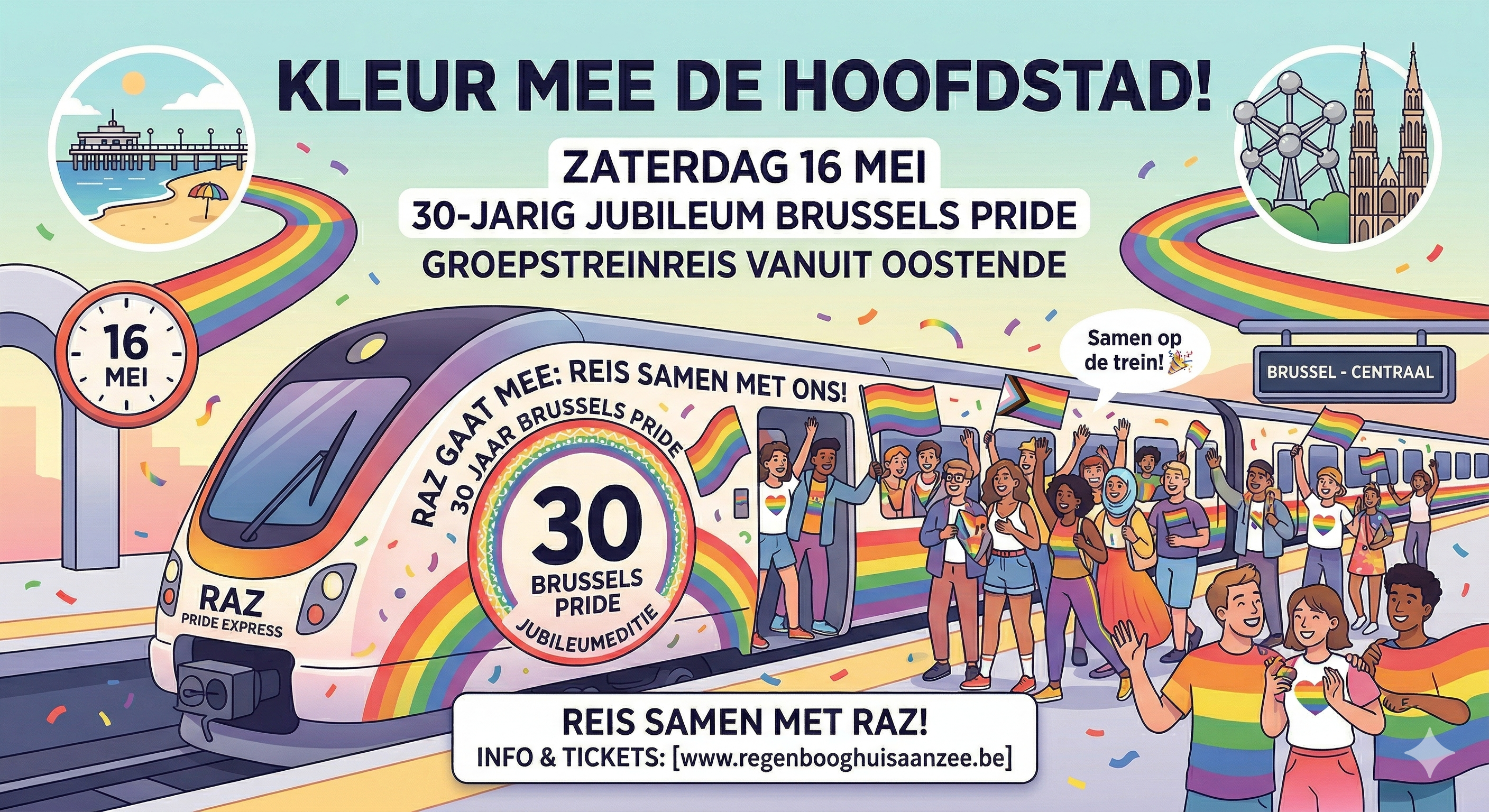RAZ gaat mee : PRIDE Brussel 30-jarig jubileum Ga mee RAZ 
