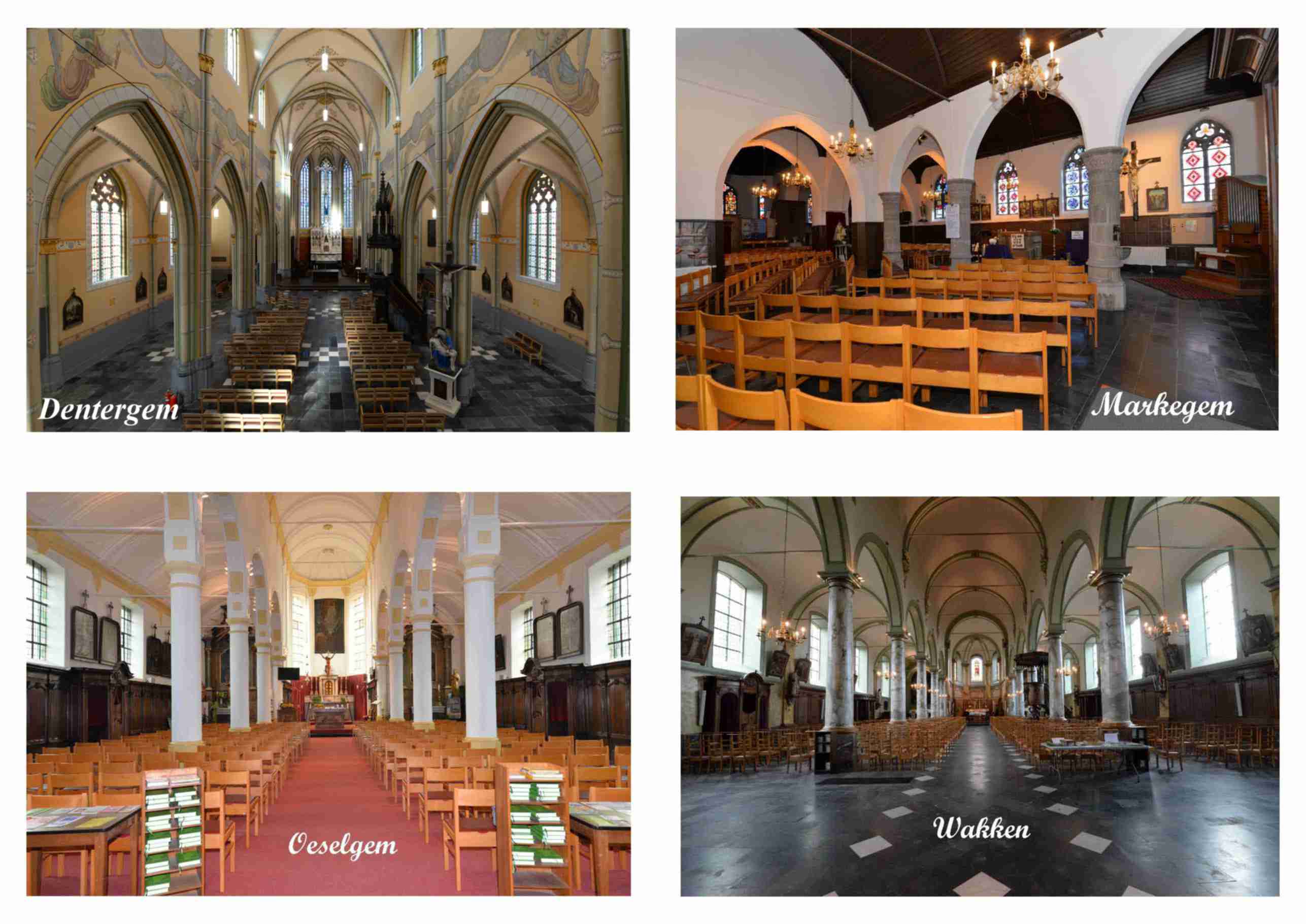 De 4 kerken in de Parochiefederatie Dentergem