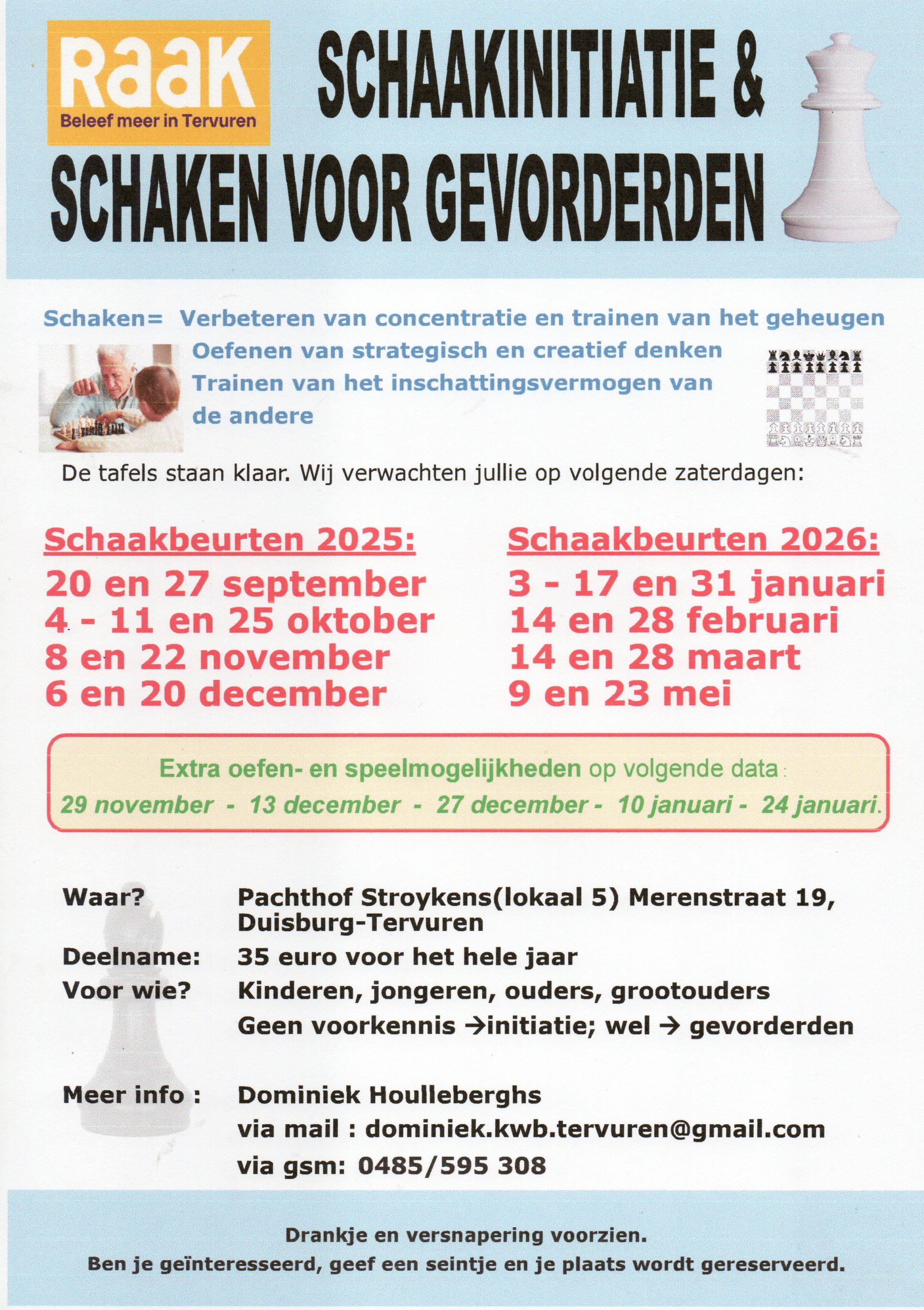 schaken (geen competitie) voor het plezier te spelen met elkaar