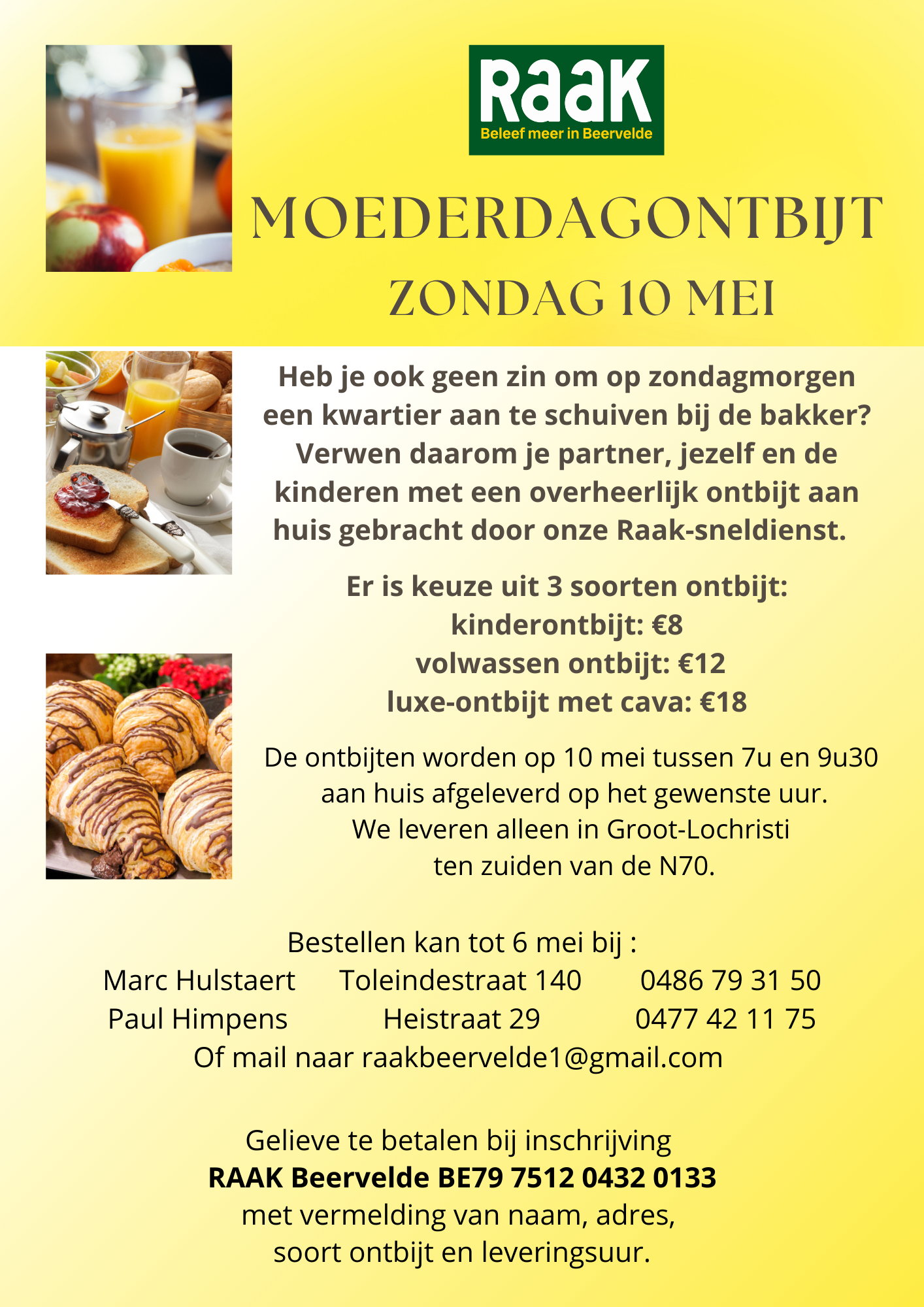 Moederdagontbijt 10 mei