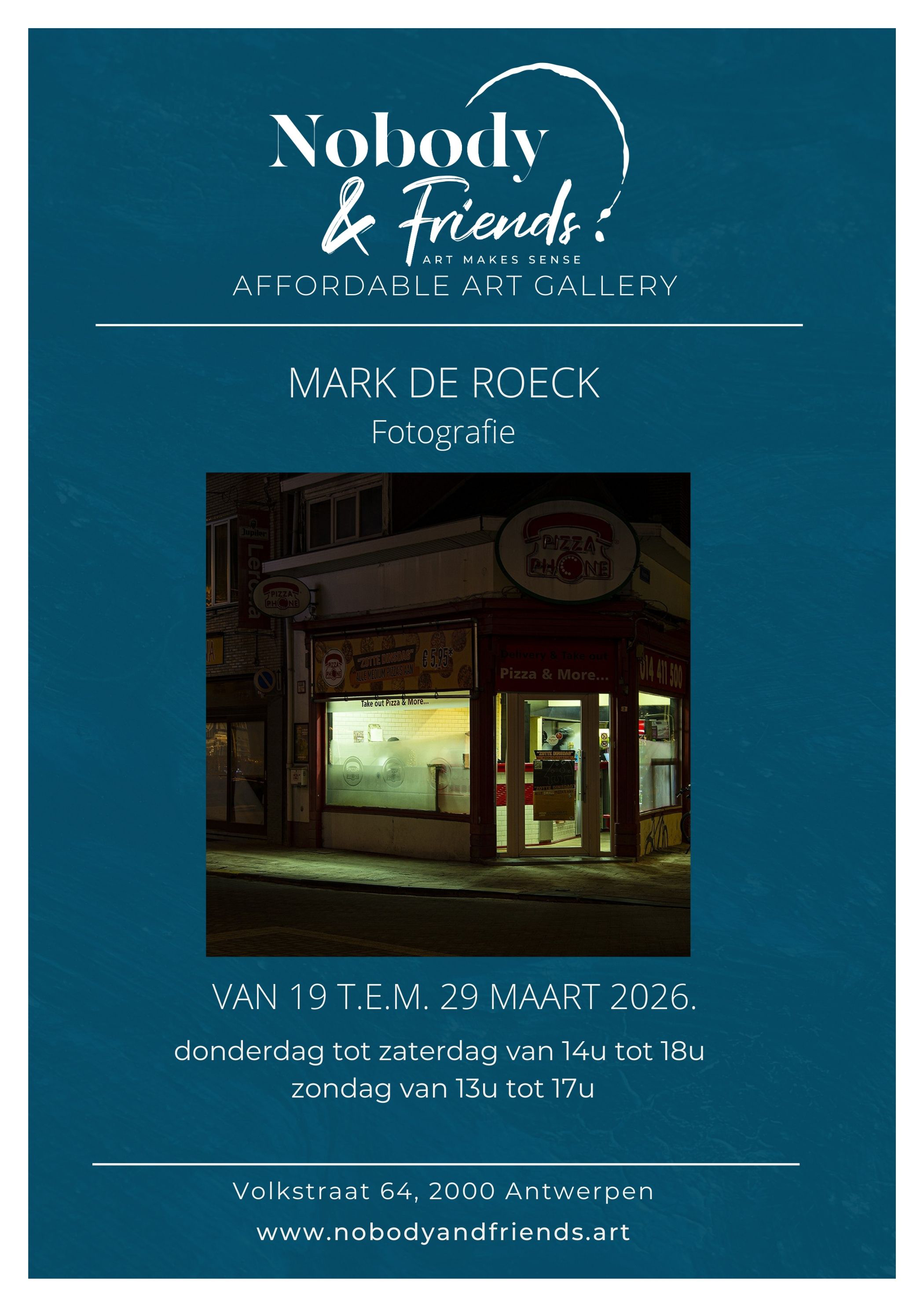 Uitnodiging van de galerij Nobody & Friends, bijkomende info op hun website nobodyandfriends.art