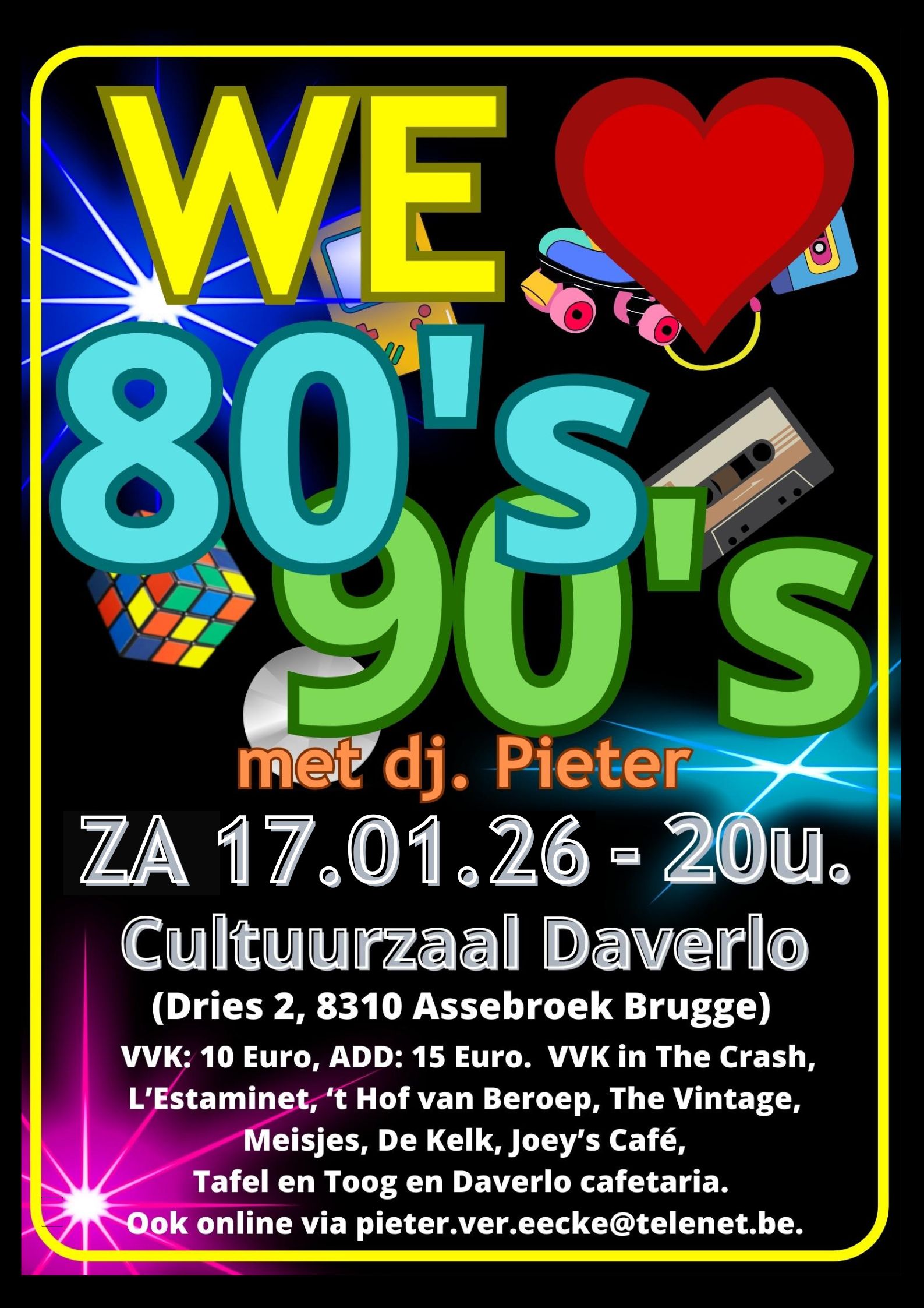 affiche 80s en 90s party 2025