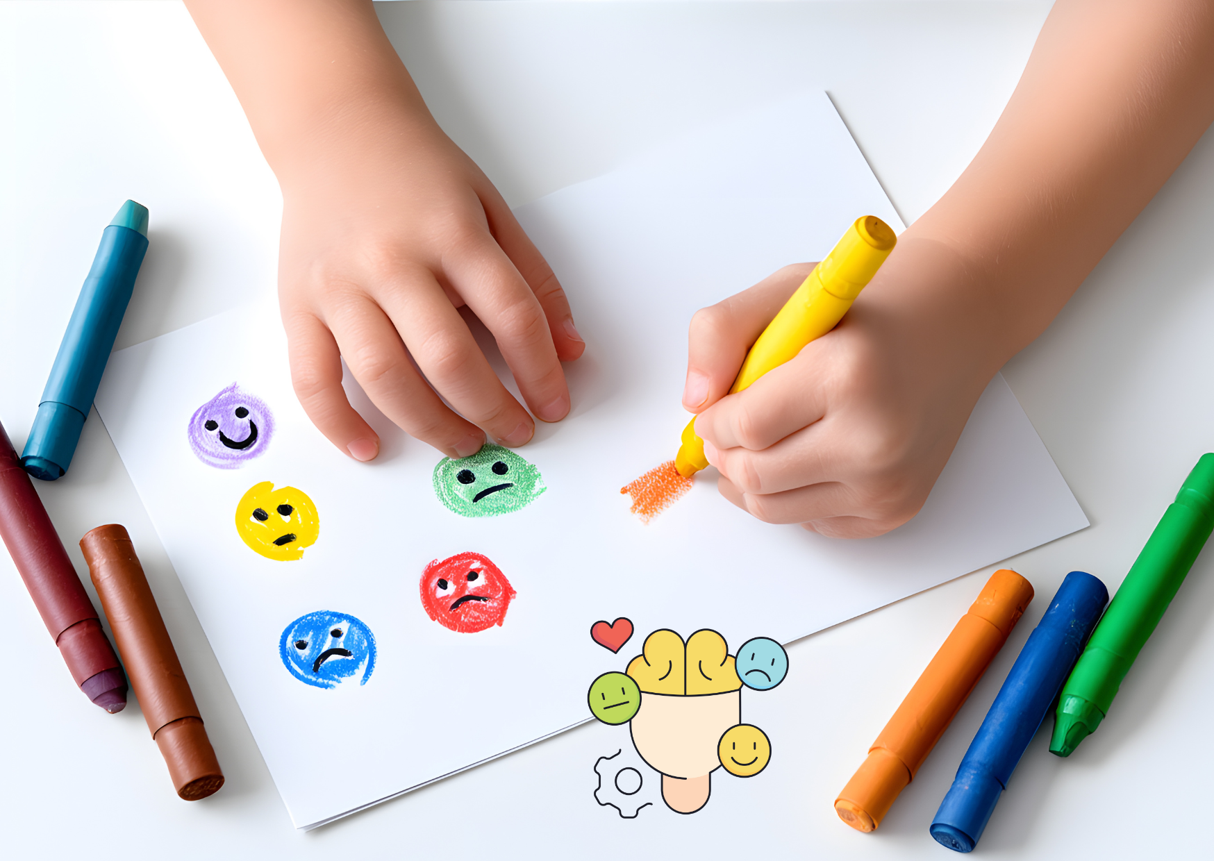 kind tekent smiley's