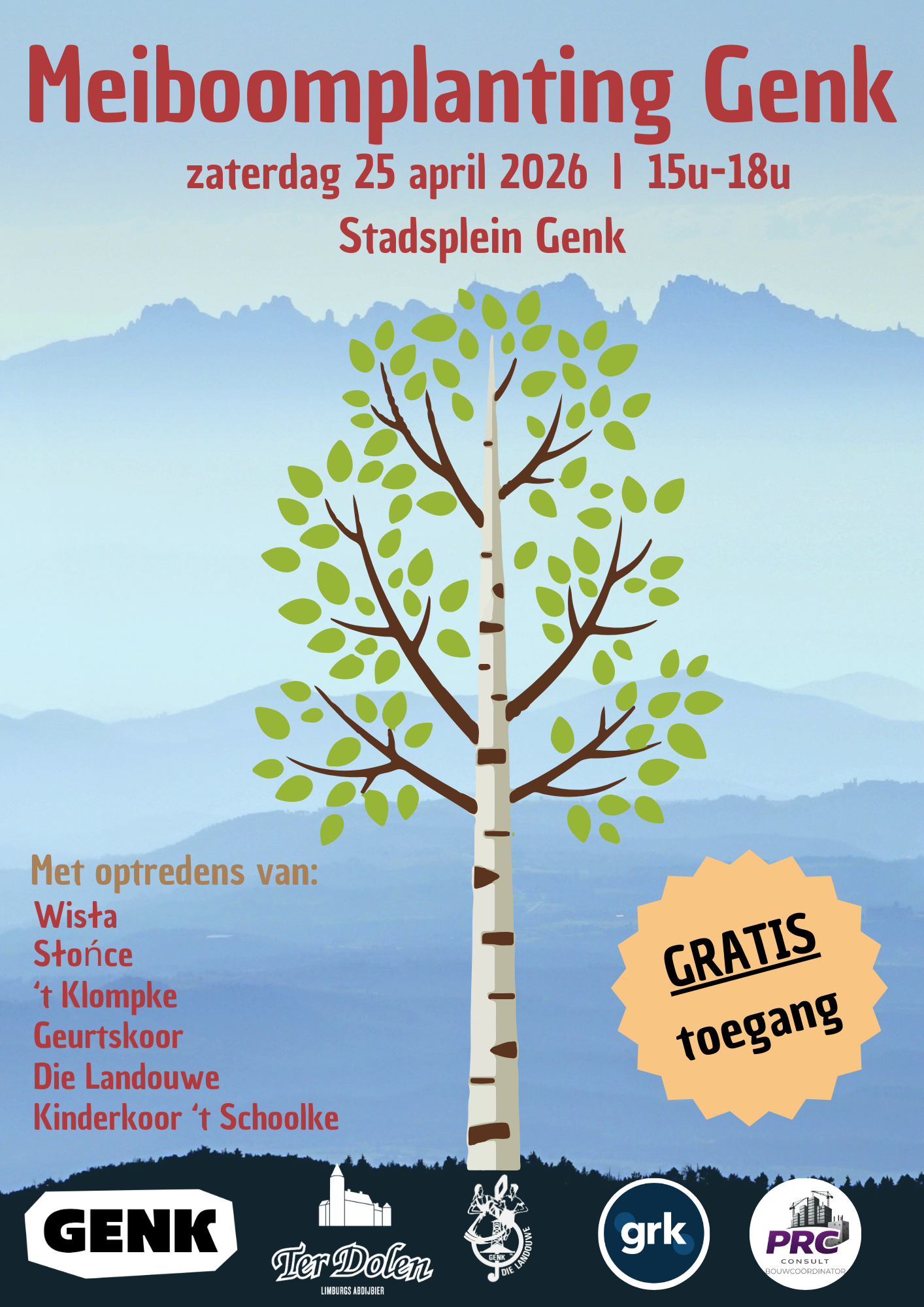 Naar eeuwenoude traditie zal er een meiboom worden geplant! Met optredens van de groepen Wisła, Słońce, Het Geurtskoor, 't Klompke, kinderkoor 't Schoolke en Die Landouwe zal het een gezellig, gratis volksfeest worden dat je zeker niet wil missen!