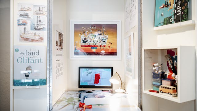 Het mini-atelier van Leo Timmers.