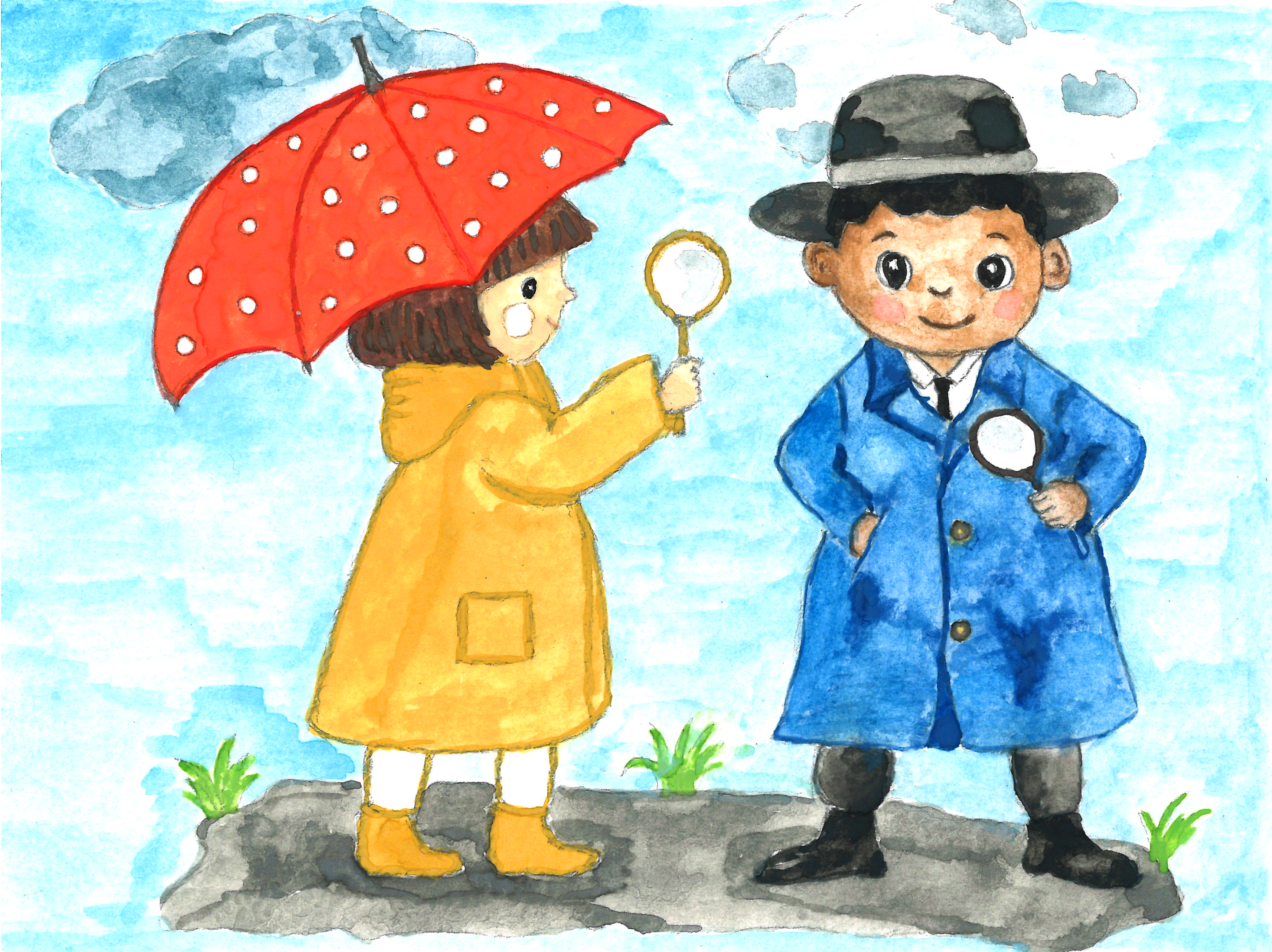 Meisje en jongen gaan op speurtocht