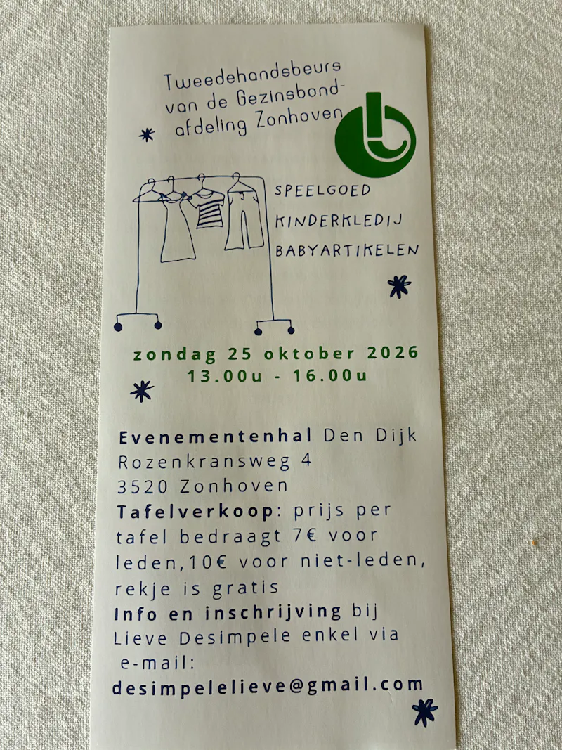 Tweedehandsbeurs Gezinsbond en samen naar een duurzame wereld met het GROS