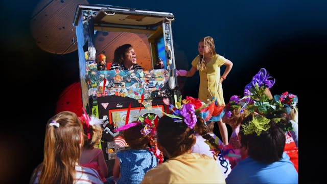 Publiek zit voor de verhalenmachine