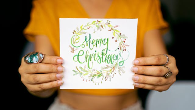 banner workshop handletteren voor kerstkaarten