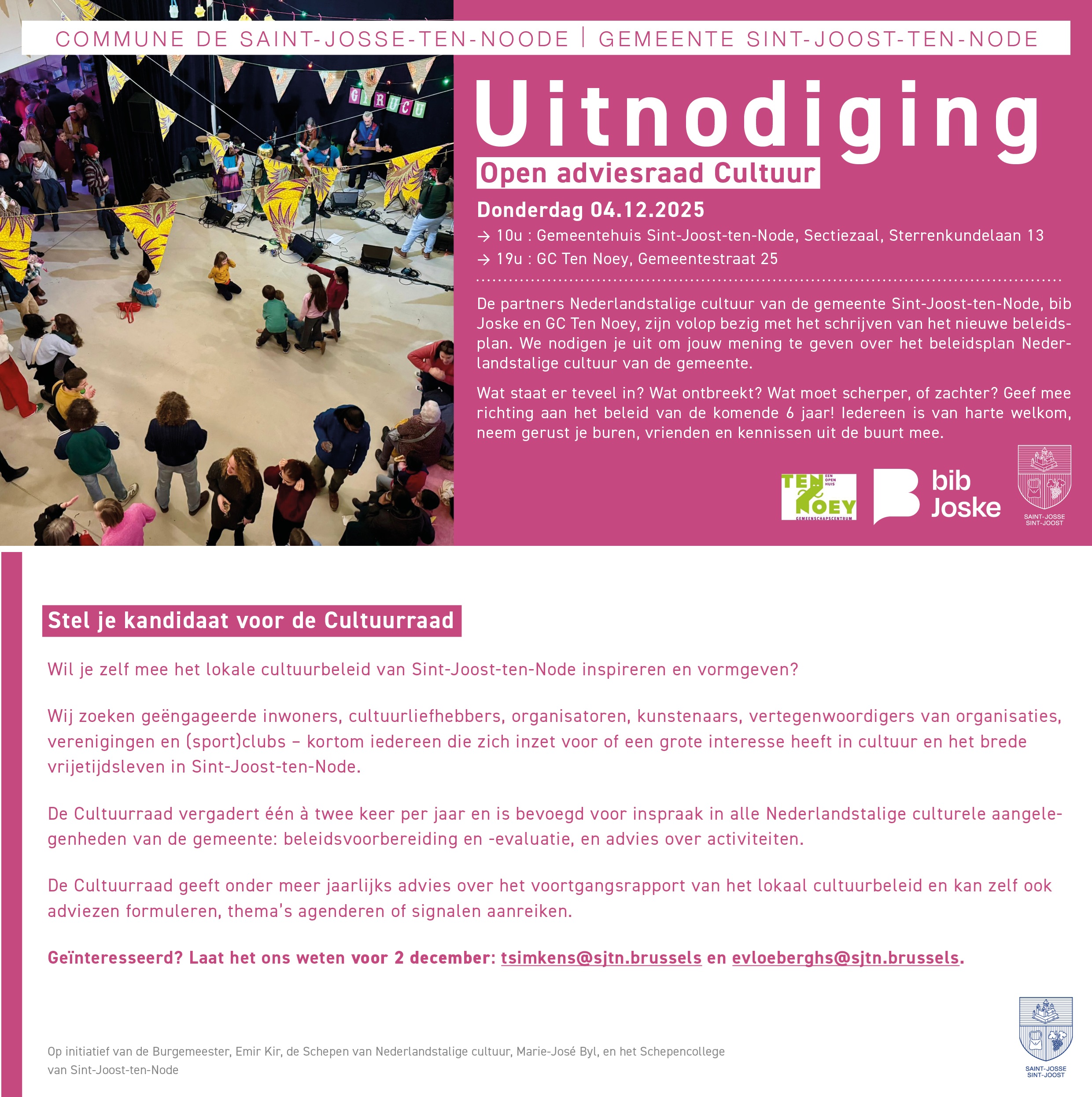 Uitnodiging Open adviesraad Cultuur