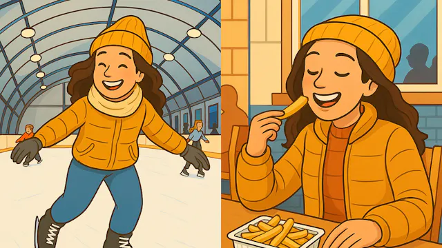 Frietschaatsen, ideale combo van schaatsen en frietjes eten