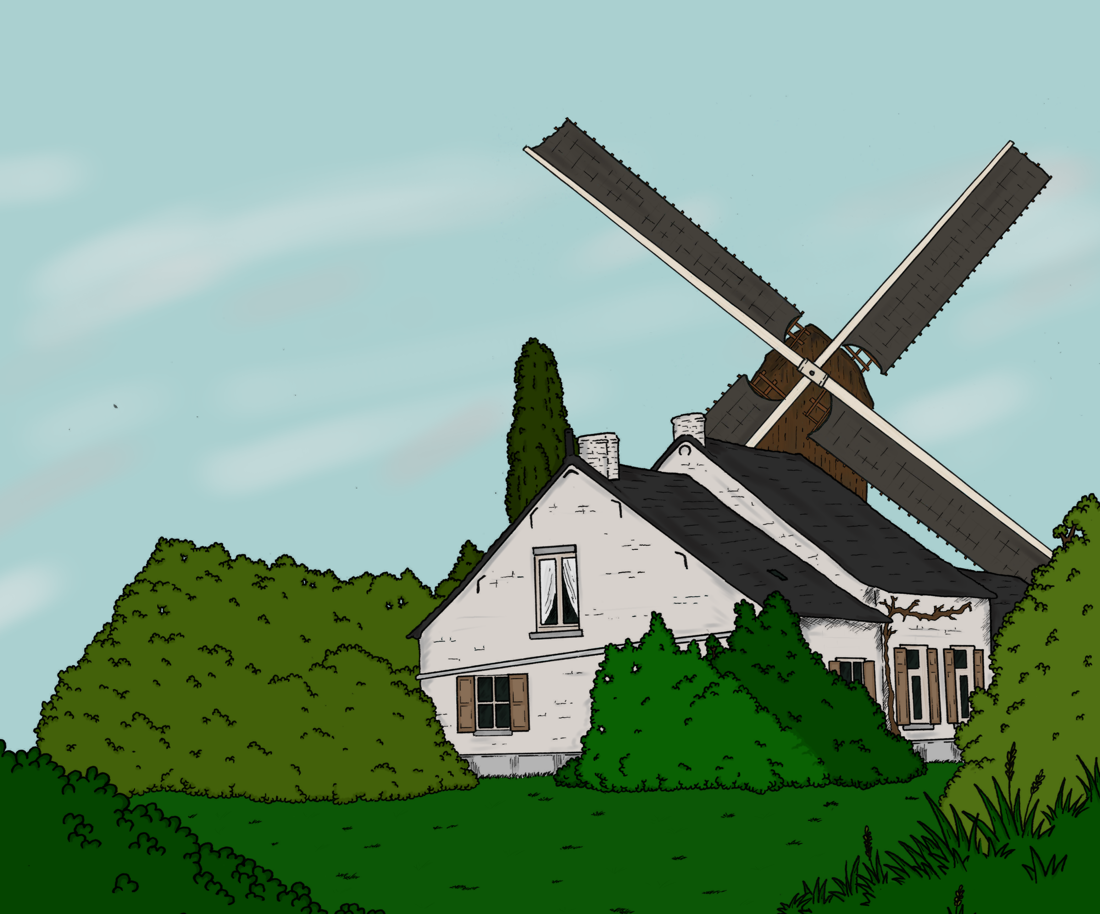 De Keirekensmolen, toen nog naast het molenaarshuis