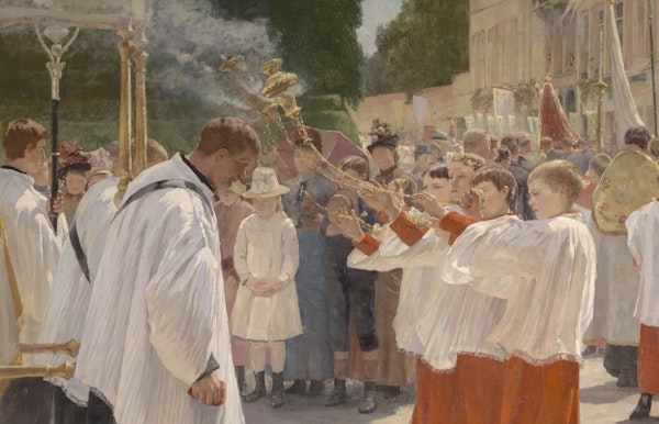 Jean Mayné, De processie, 1878, olieverf op canvas