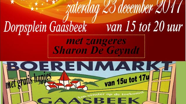 Kerstdrink met gratis kersthapjes zaterdag 23 december van 15u tot 20u op het dorpsplein te Gaasbeek in een verwarmde tent. Er is ook vanaf 15u tot 17u de wekelijkse boerenmarkt met gratis hapjes en zangeres Sharon De Geyndt!