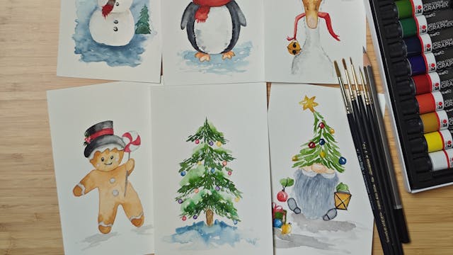 Kerstkaarten met aquarel