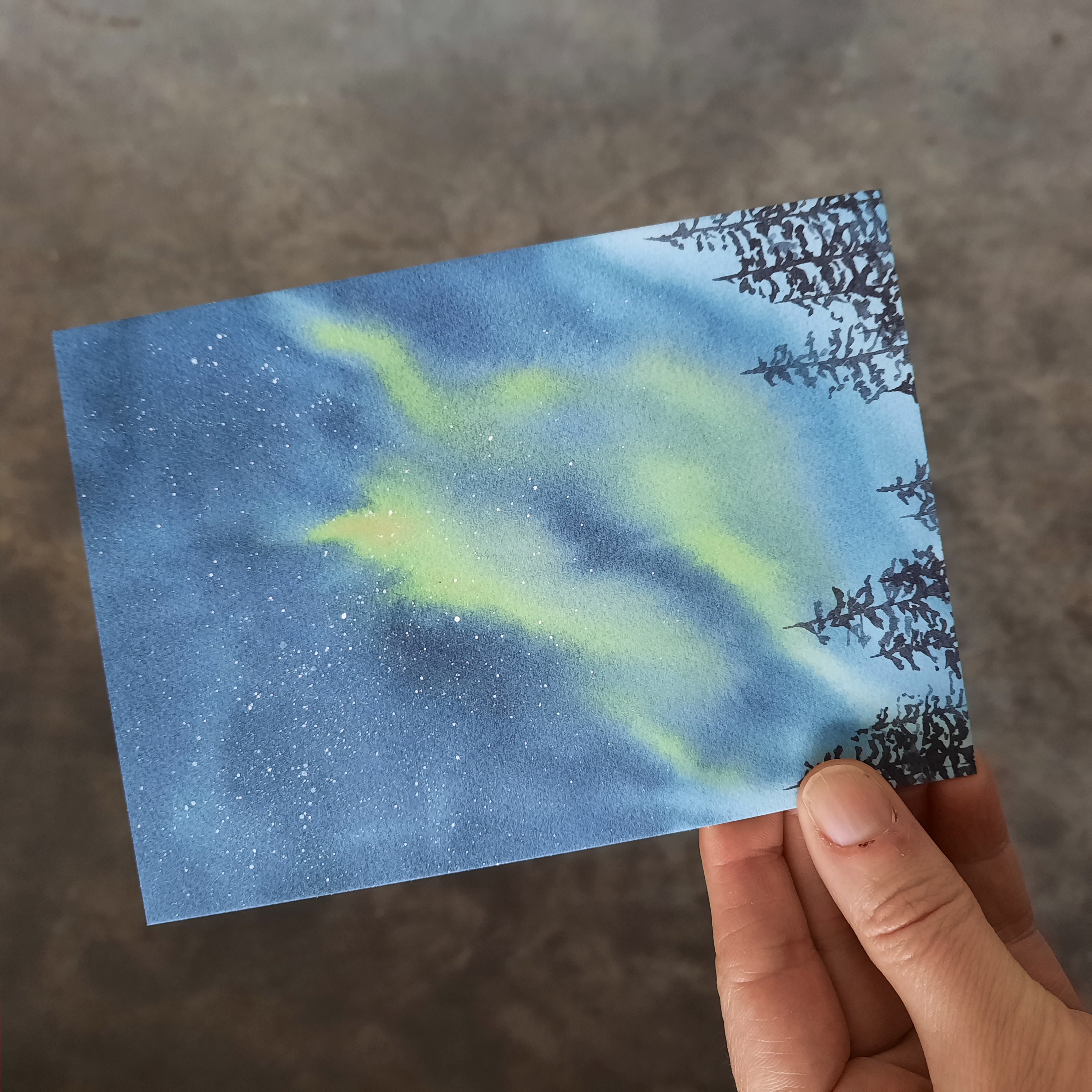 Noorderlicht schilderen met aquarel 