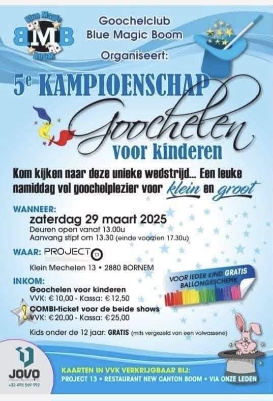 Poster kampioenschap goochelen, voor kinderen