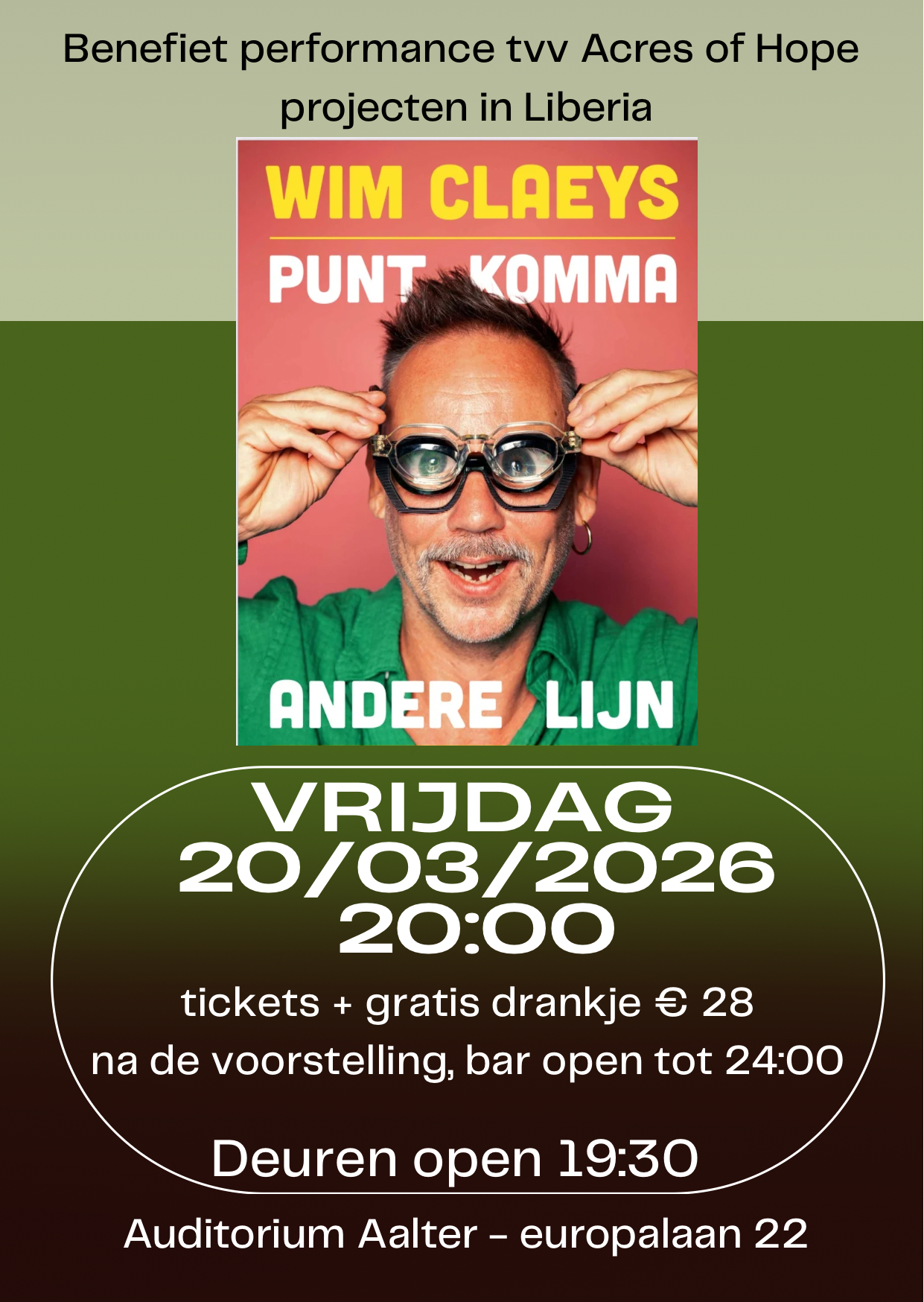 Benefiet Comedy avond met Wim Claeys tvv Acres of Hope vzw