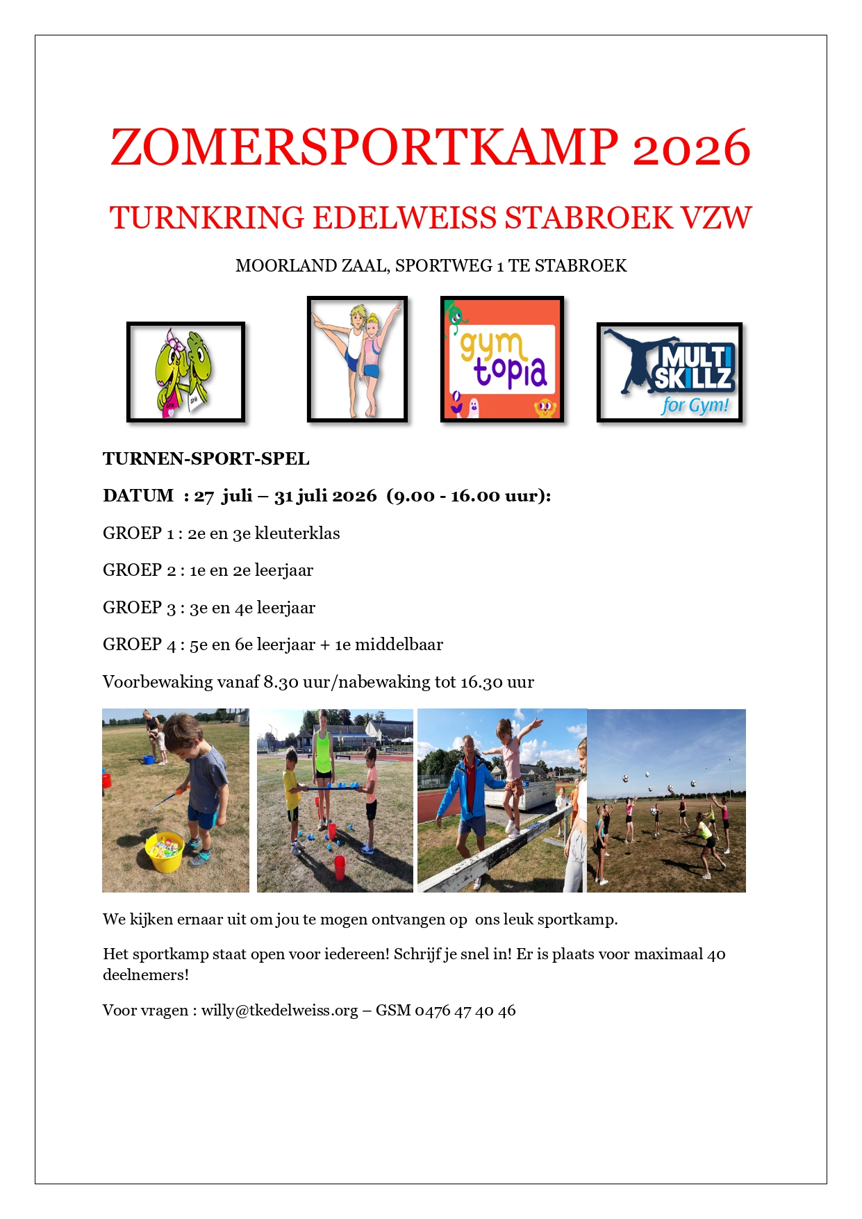 Zomersportkamp Turnen-Sport-Spel 2026