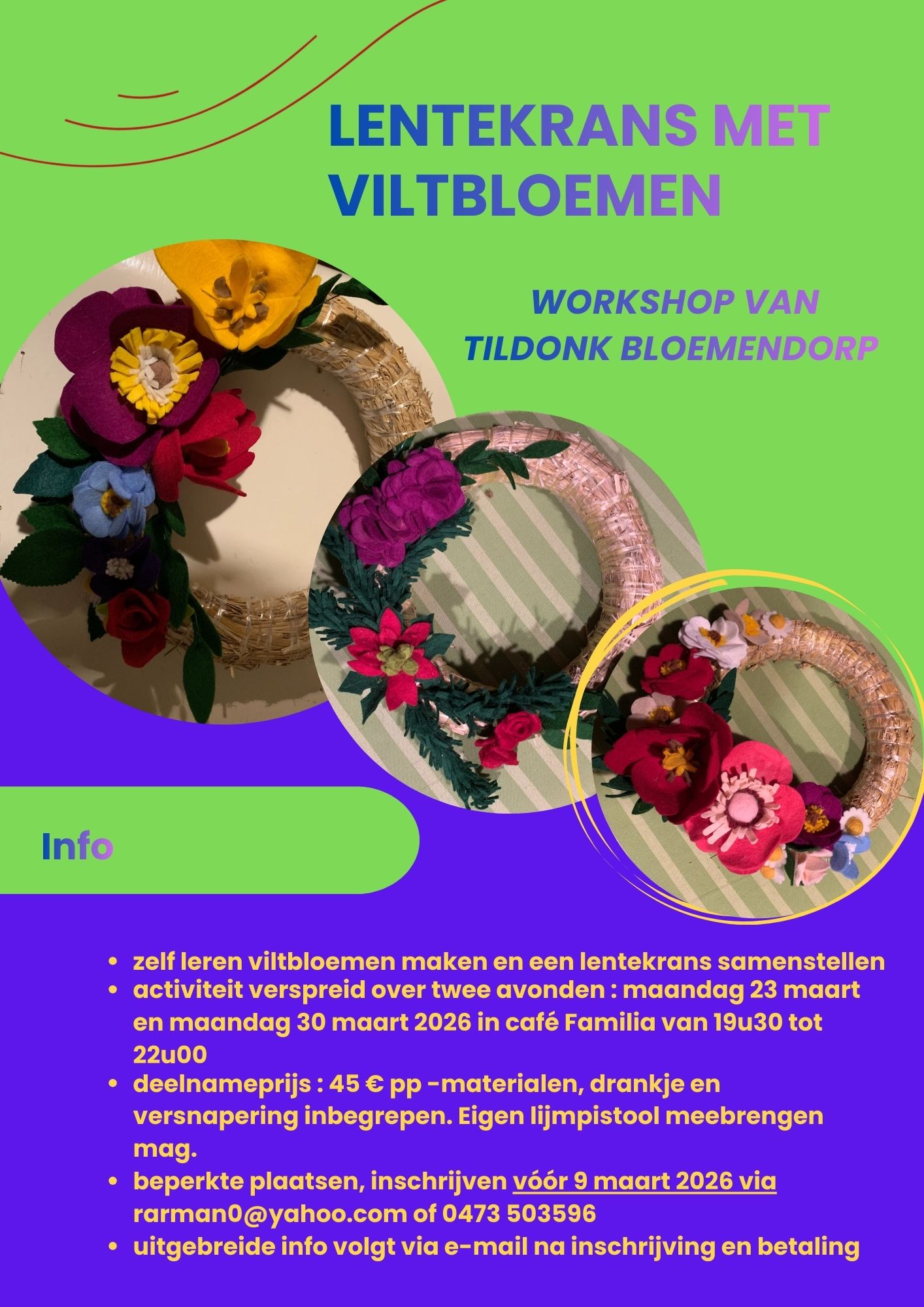 Workshop : Lentekrans met viltbloemen