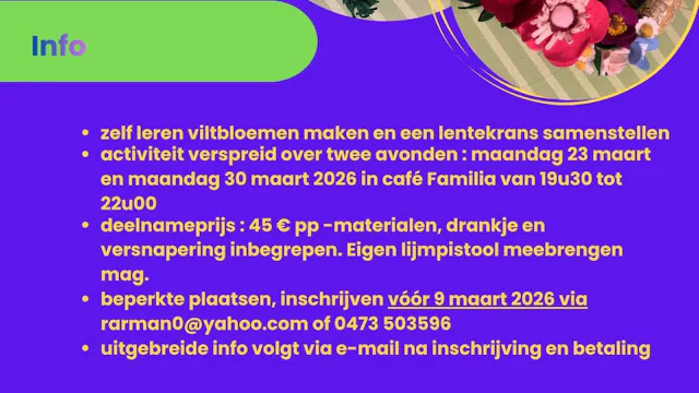 Workshop : Lentekrans met viltbloemen