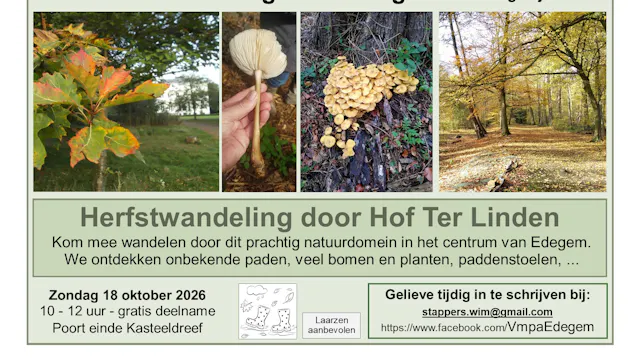 Uitnodigung - HERFSTwandeling door HOF TER LINDEN - 18 oktober 2026