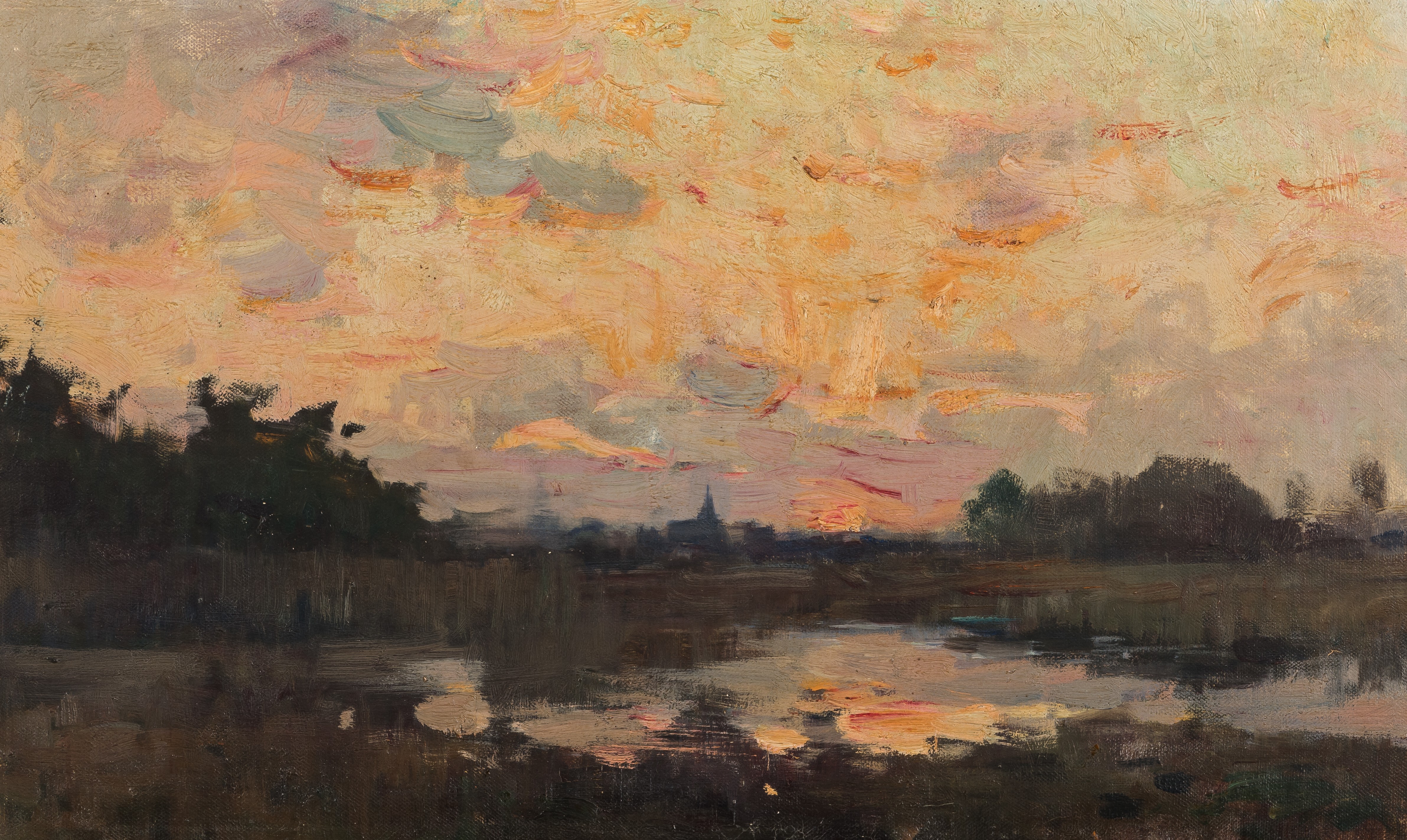 Molenvijver bij zonsondergang (Emile Van Doren)