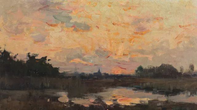 Molenvijver bij zonsondergang (Emile Van Doren)