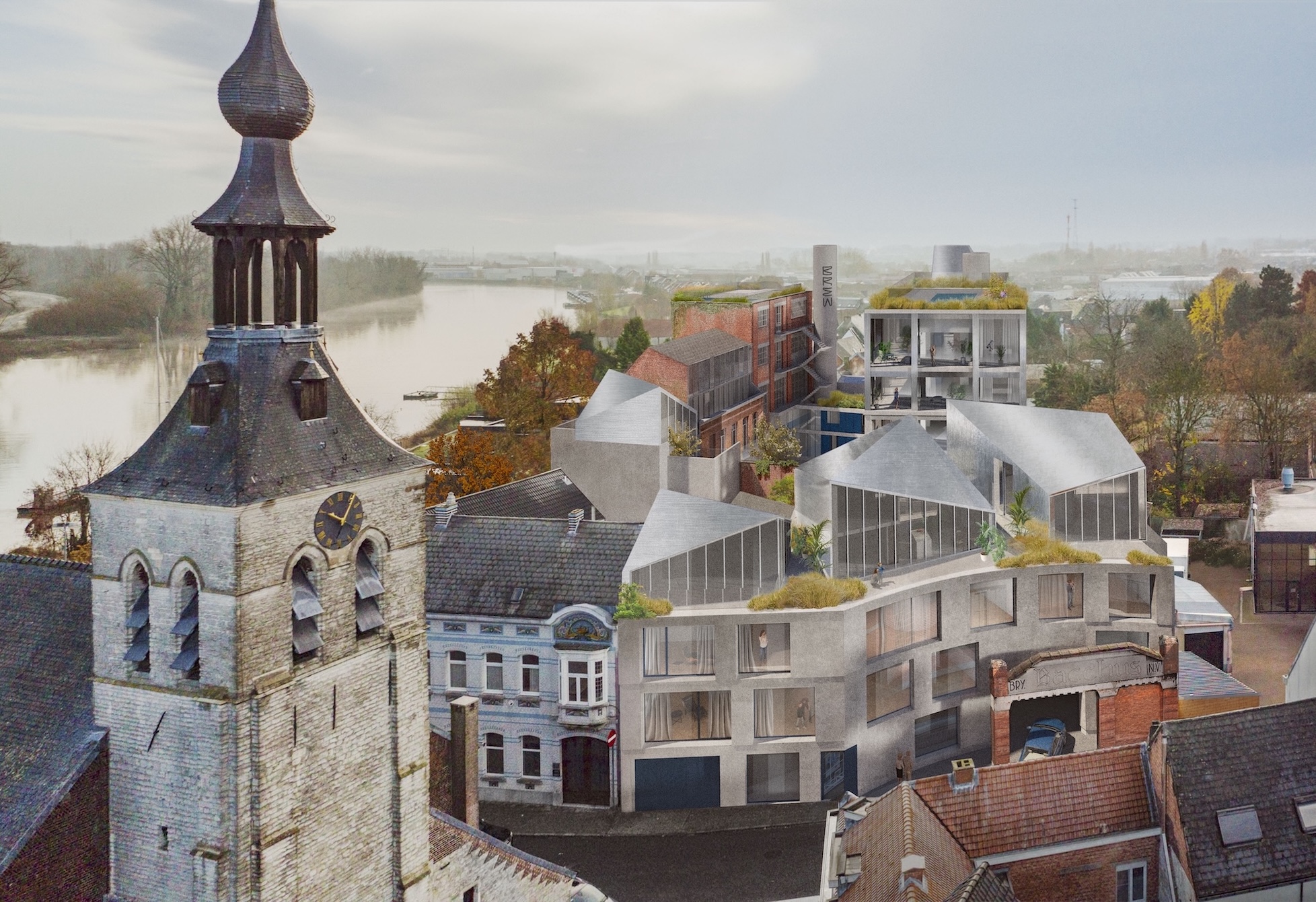 Render met bovenaanzicht project BREW