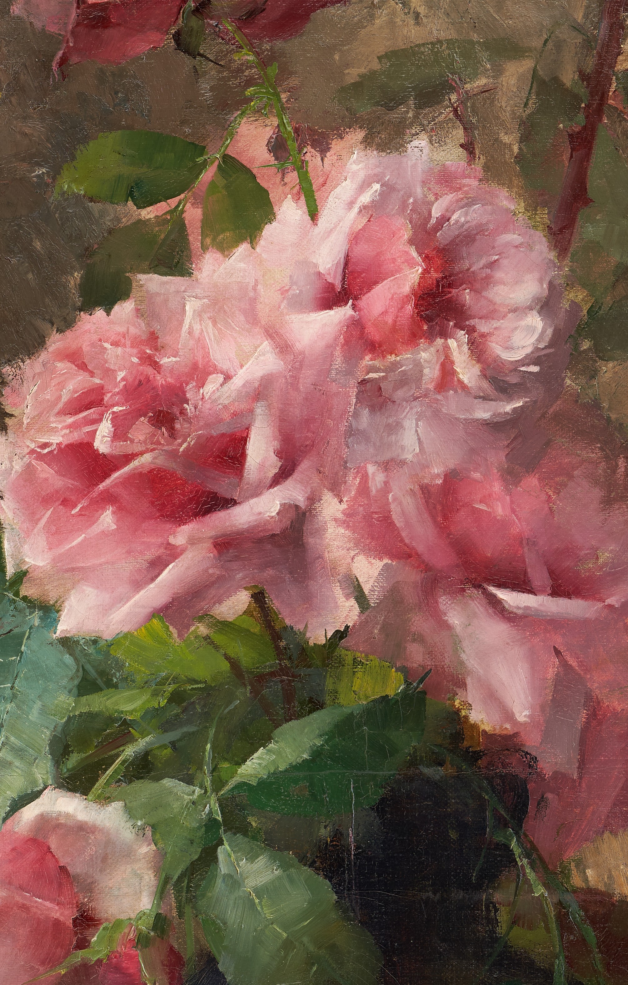 Frans Mortelmans boeket rozen (fragment) - olieverf
