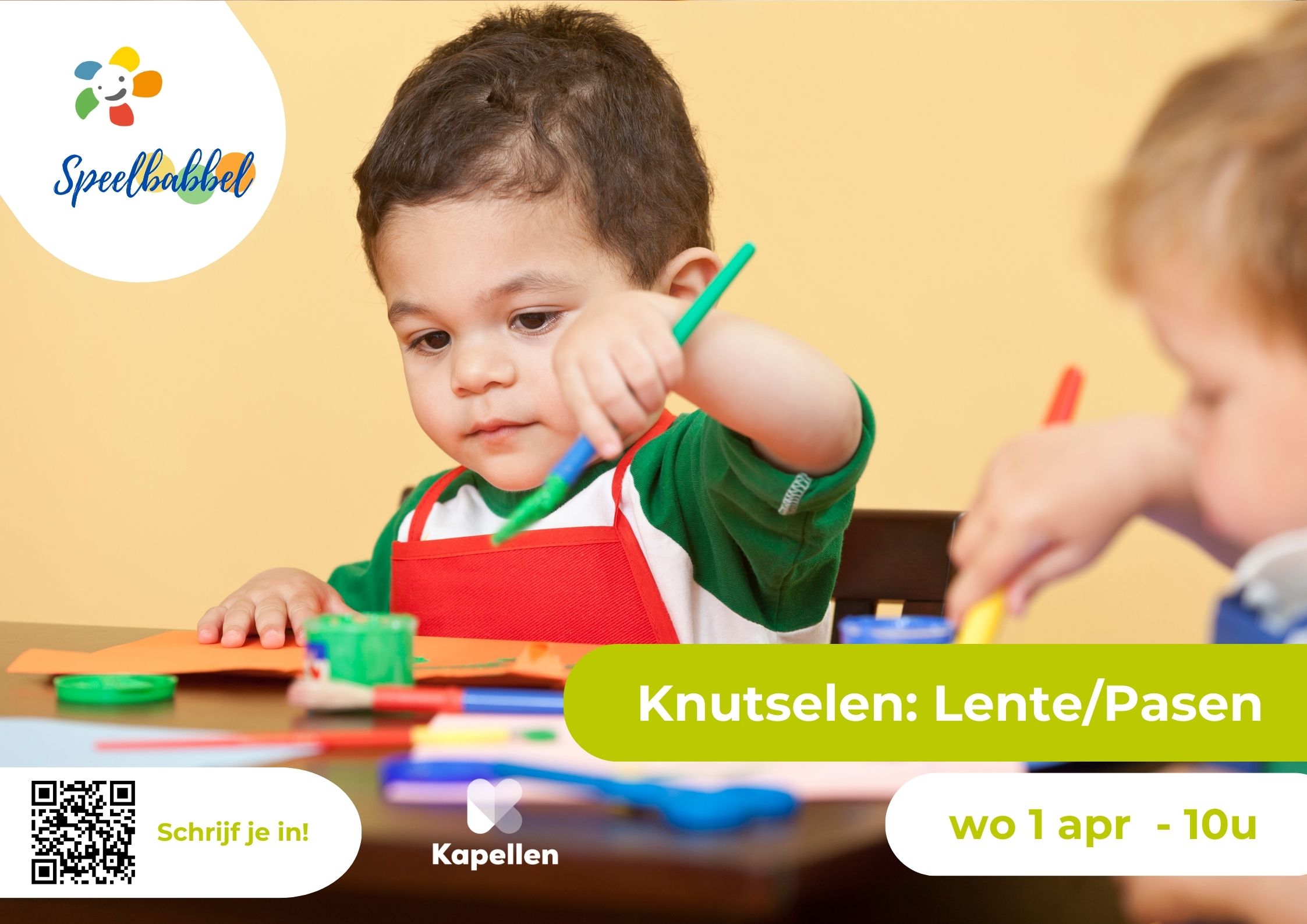 2 kindjes die aan het schilderen zijn