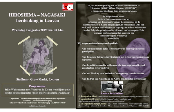 uitnodiging 2019 Hiroshima Nagasaki herdenking