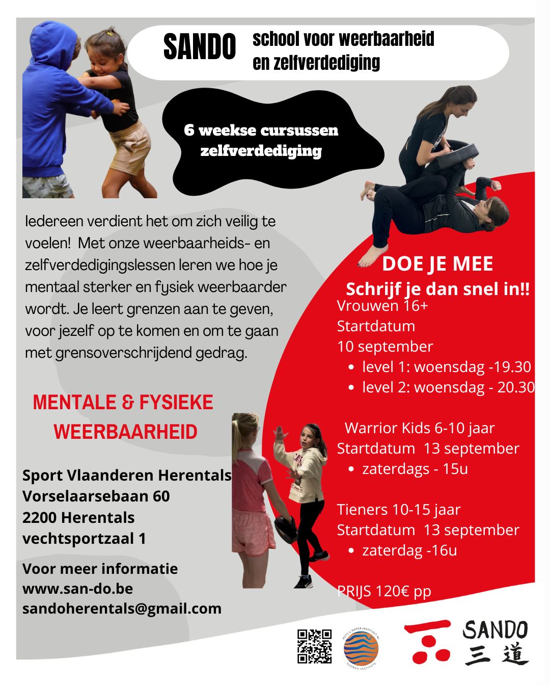 6 weekse cursus Sando Herentals Zelfverdediging en weerbaarheid