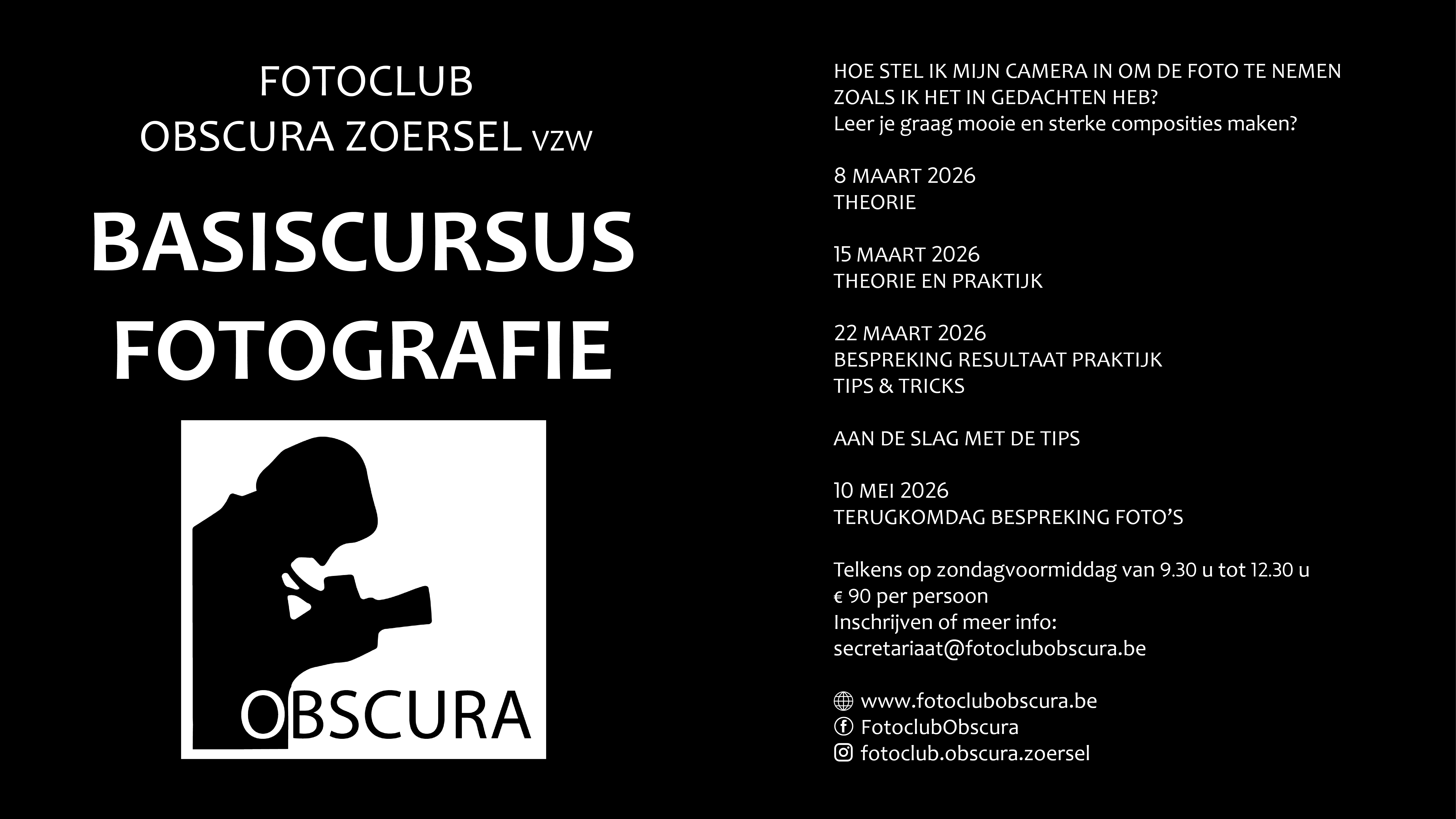 BASISCURSUS FOTOGRAFIE FOTOCLUB OBSCURA ZOERSEL