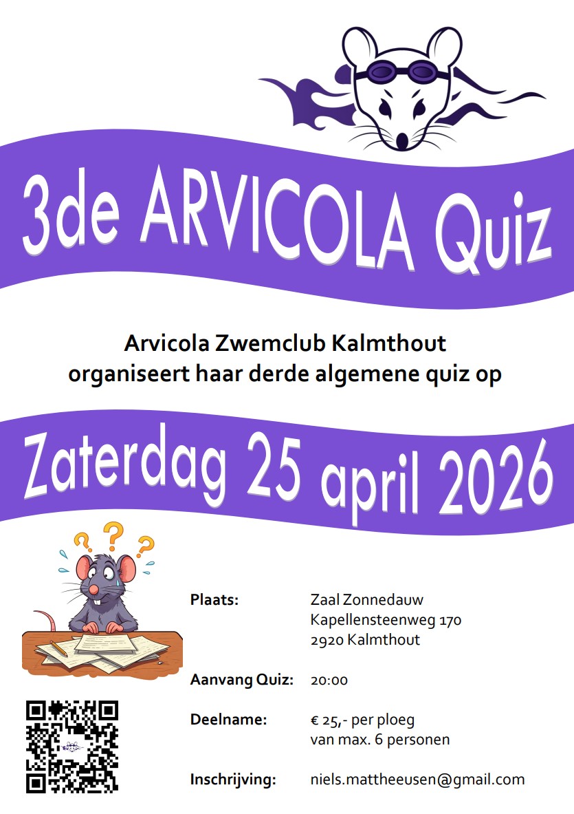 3e Algemene quiz van Arvicola Zwemclub Kalmthout