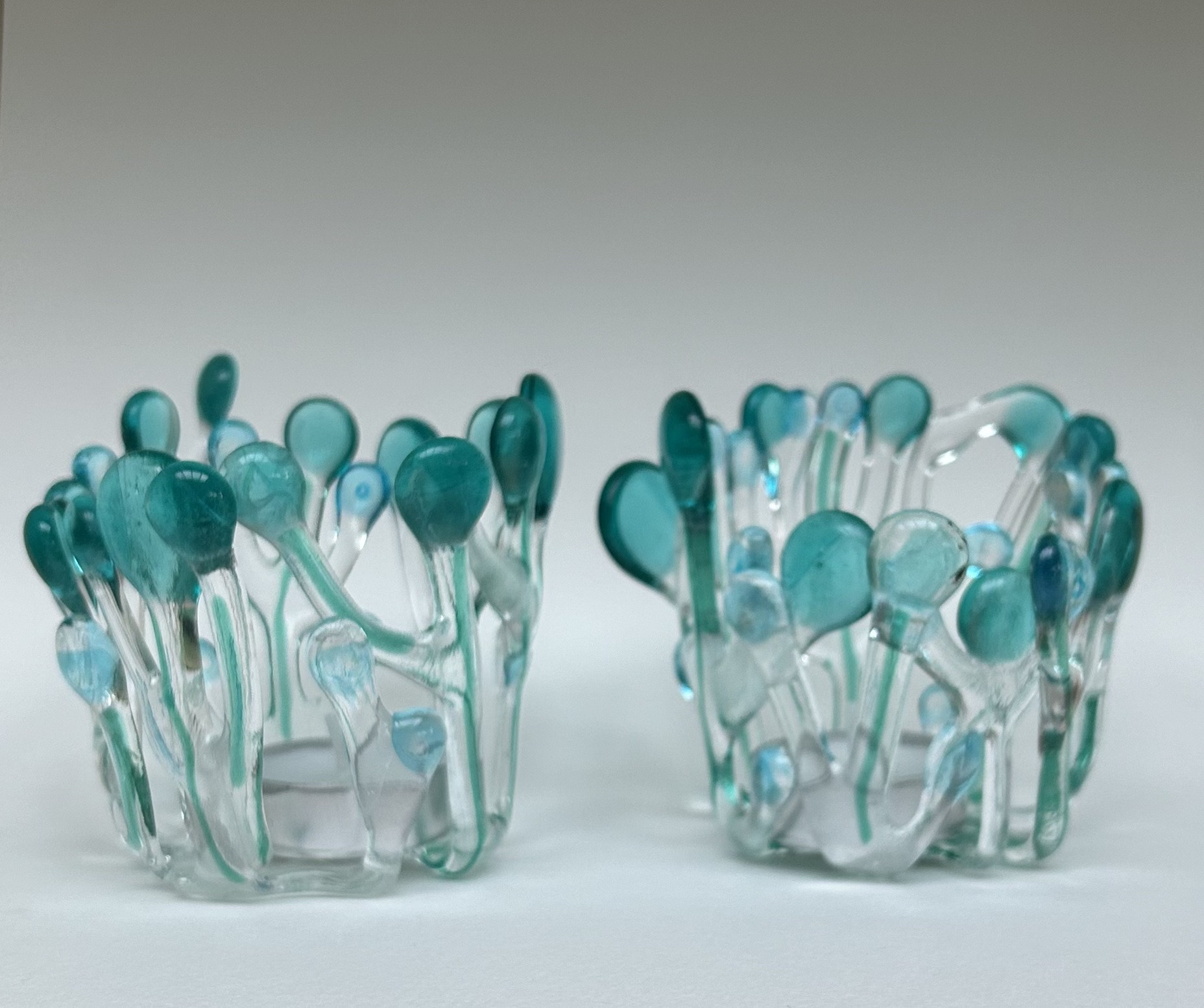 Glaskunst Workshop Koraal Theelichtjes Aquablue