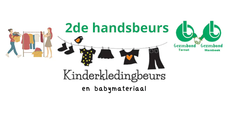Tweedehandsbeurs kapstokverkoop + 10 tafels tafelverkoop: kinderkleding en babymateriaal