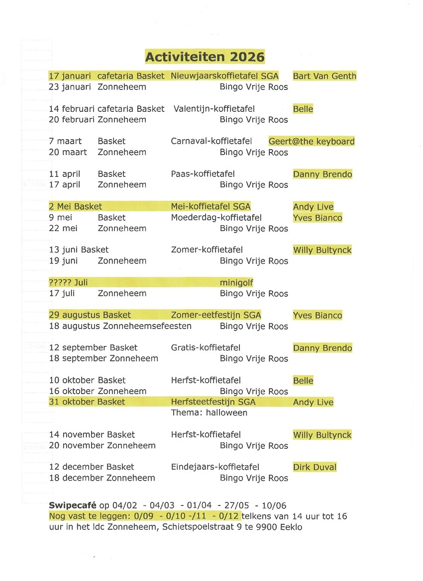 Jaarprogramma S-PLUS Vrije Roos 2026