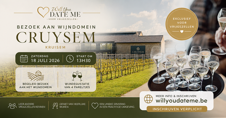 Bezoek aan wijndomein met degustatie in Kruisem voor Singles (18 juli 2026)