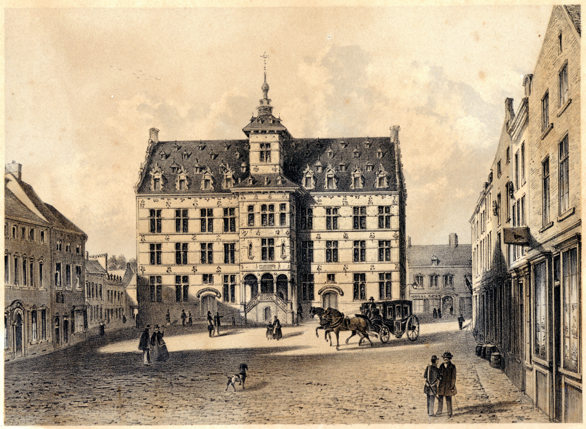 Litho van de Grote Markt in 1864 van Joseph Hoolans