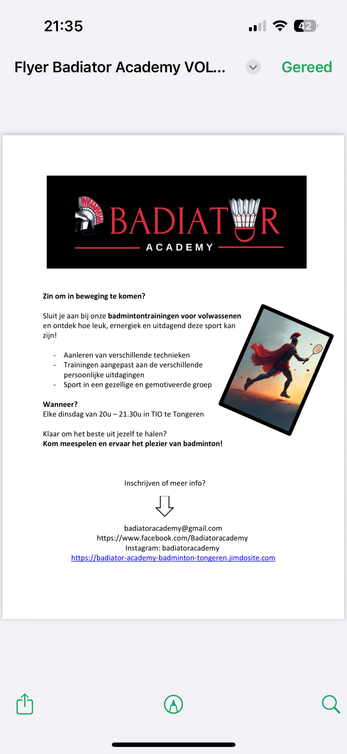 Badmintontraining voor volwassenen