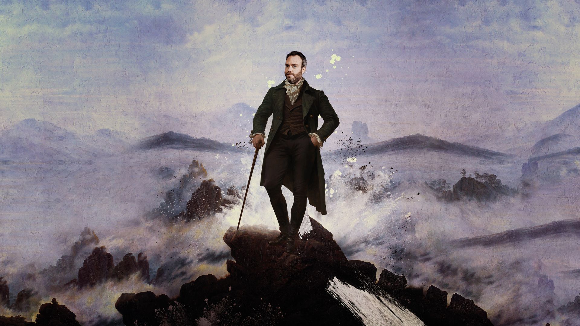 Jens Dendoncker afgebeeld op een Romantisch schilderij.