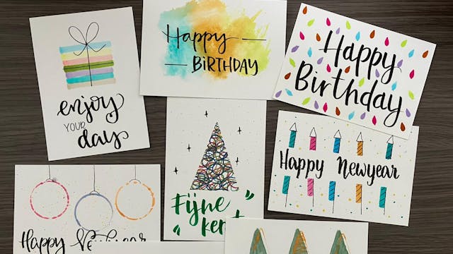 verschillende gehandletterde kerstkaarten