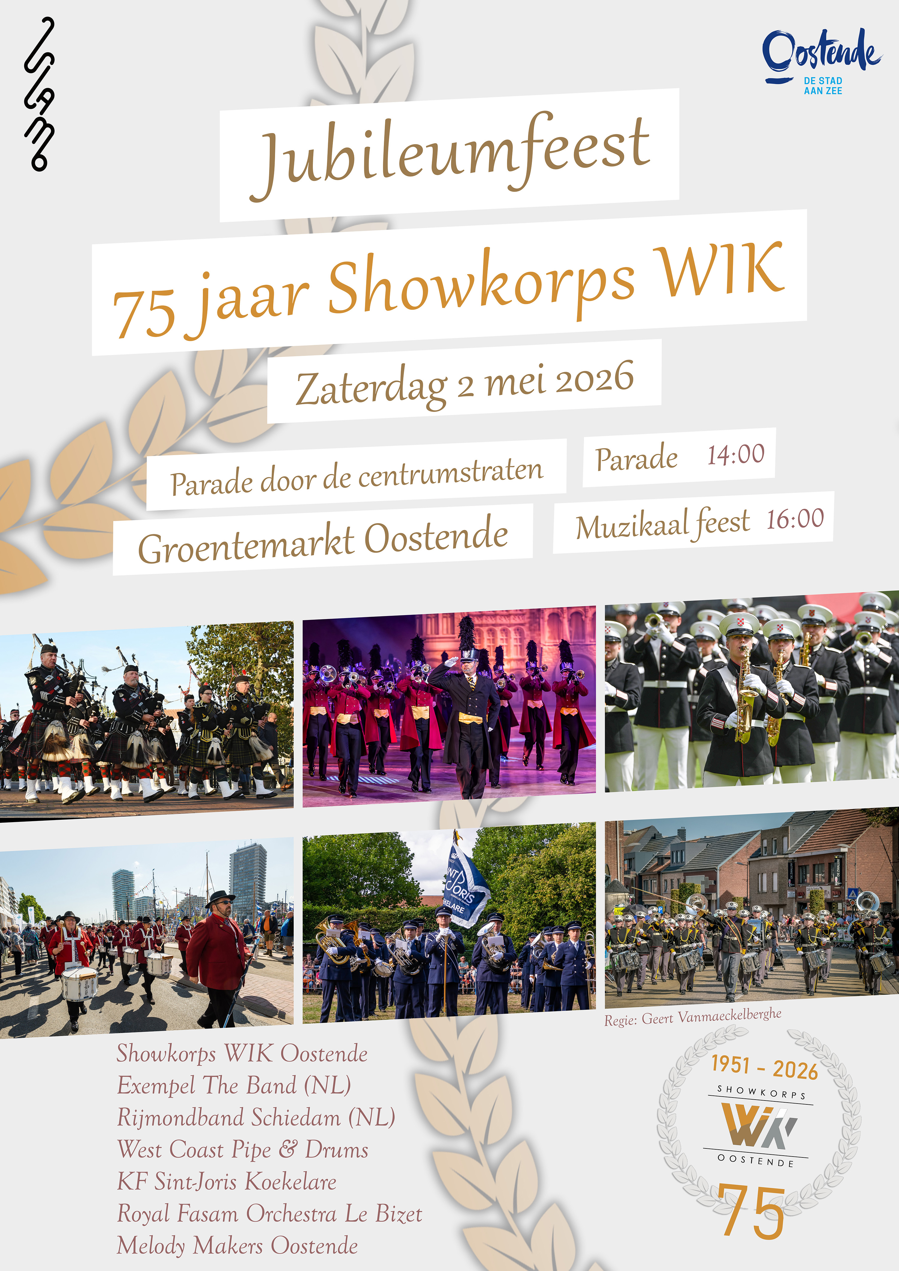 Affiche 75 jaar Showkorps WIK jubileumfeest
