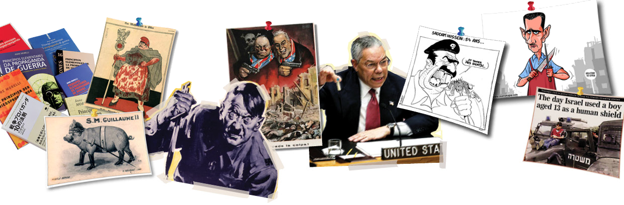 Logo tentoonstelling "Weerstaan aan oorlogspropaganda"