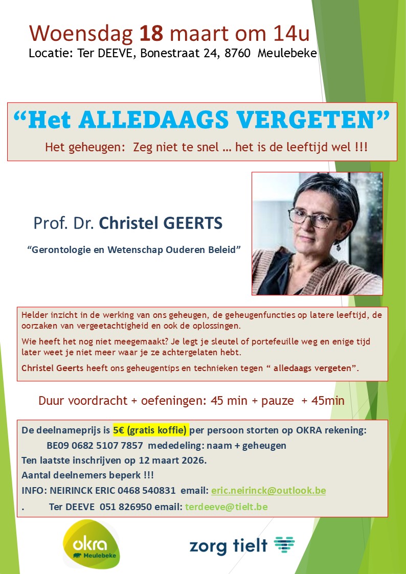 "Het DAGELIJKS VERGETEN" door Prof. Dr. Christel Geerts